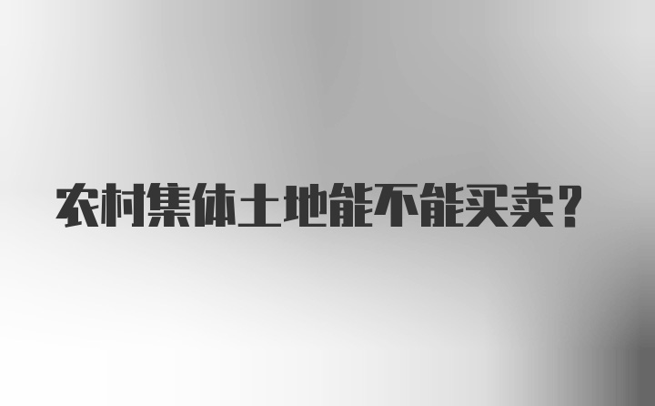 农村集体土地能不能买卖？