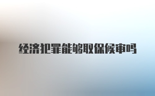 经济犯罪能够取保候审吗