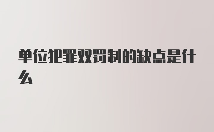 单位犯罪双罚制的缺点是什么