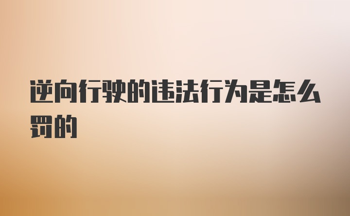 逆向行驶的违法行为是怎么罚的