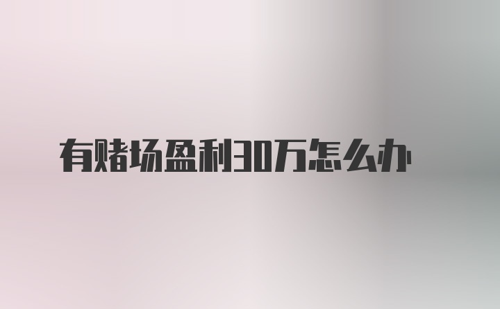 有赌场盈利30万怎么办