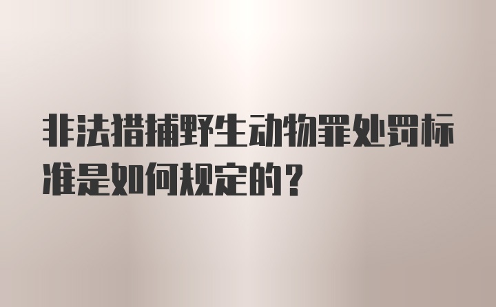 非法猎捕野生动物罪处罚标准是如何规定的？