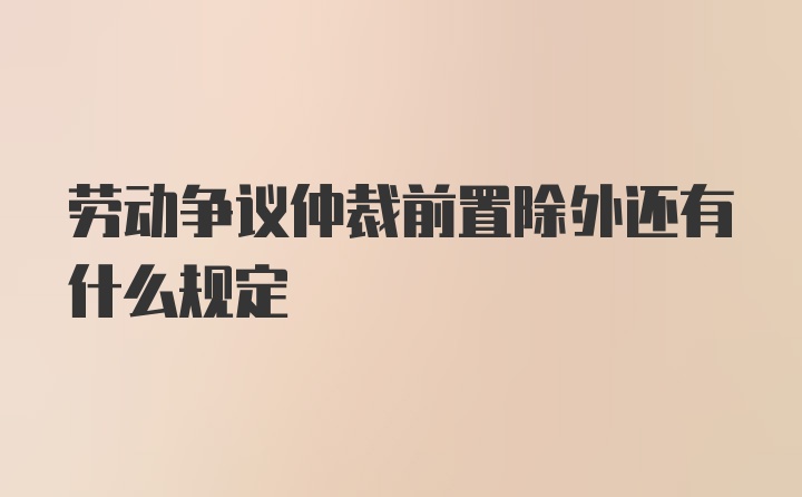 劳动争议仲裁前置除外还有什么规定