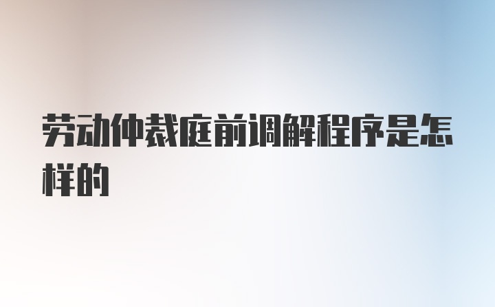 劳动仲裁庭前调解程序是怎样的