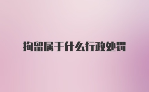 拘留属于什么行政处罚