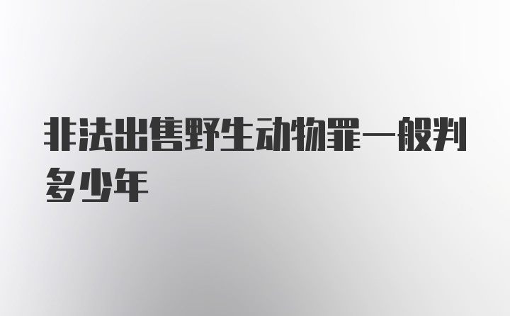 非法出售野生动物罪一般判多少年