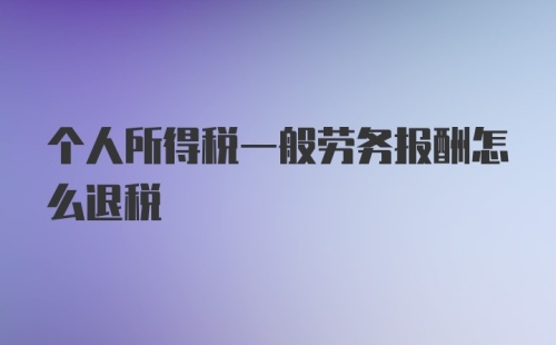 个人所得税一般劳务报酬怎么退税