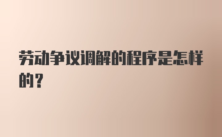 劳动争议调解的程序是怎样的？