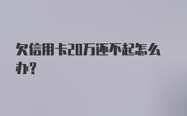 欠信用卡20万还不起怎么办？