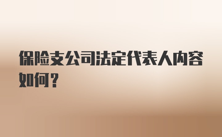 保险支公司法定代表人内容如何?