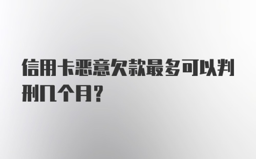 信用卡恶意欠款最多可以判刑几个月？