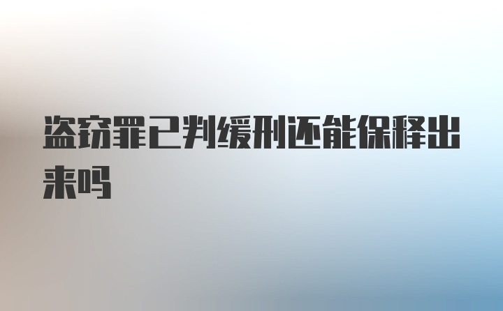 盗窃罪已判缓刑还能保释出来吗