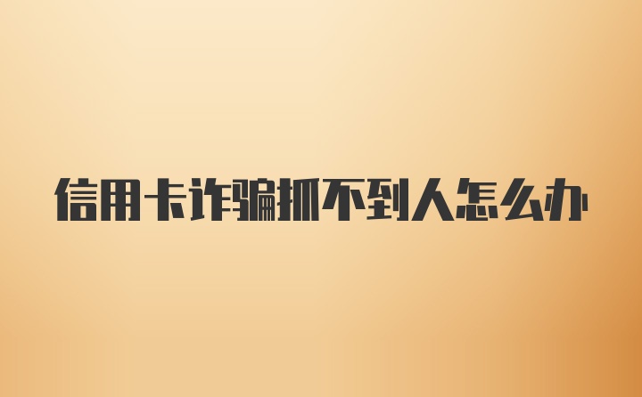 信用卡诈骗抓不到人怎么办