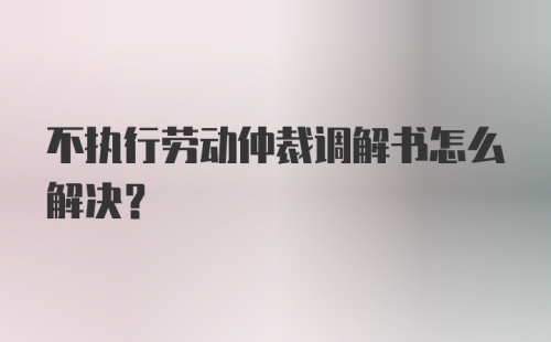 不执行劳动仲裁调解书怎么解决？