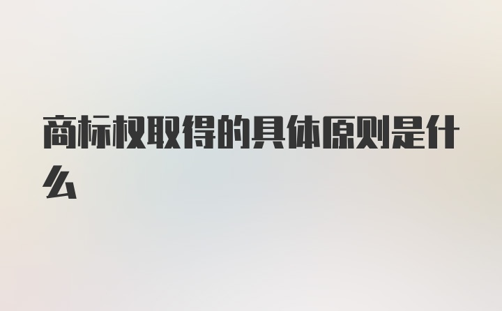 商标权取得的具体原则是什么