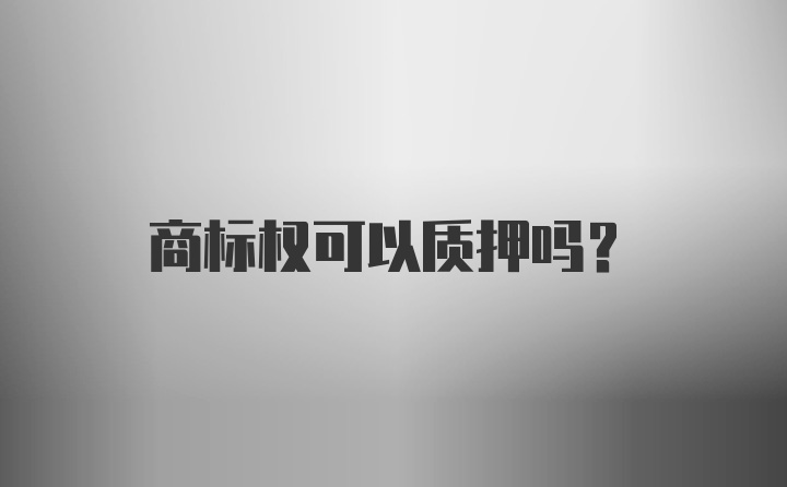 商标权可以质押吗？