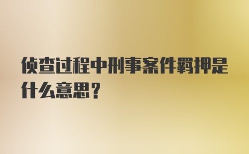 侦查过程中刑事案件羁押是什么意思？