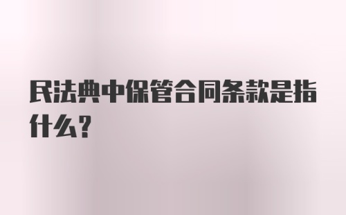 民法典中保管合同条款是指什么？