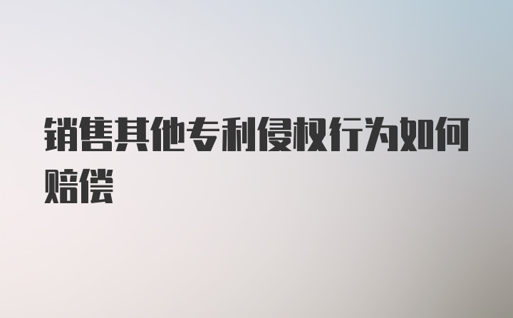 销售其他专利侵权行为如何赔偿