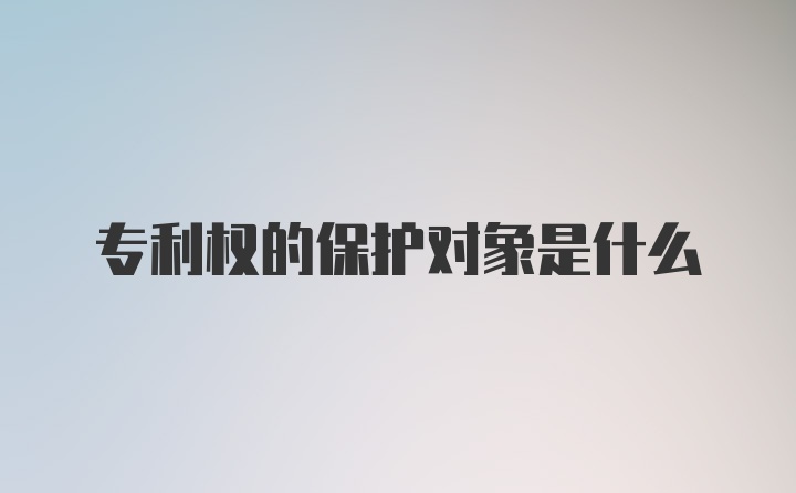 专利权的保护对象是什么