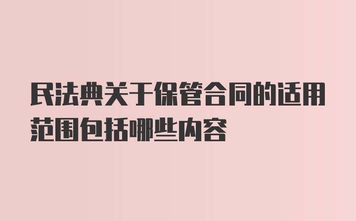 民法典关于保管合同的适用范围包括哪些内容