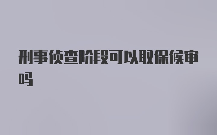 刑事侦查阶段可以取保候审吗