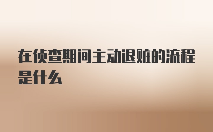 在侦查期间主动退赃的流程是什么