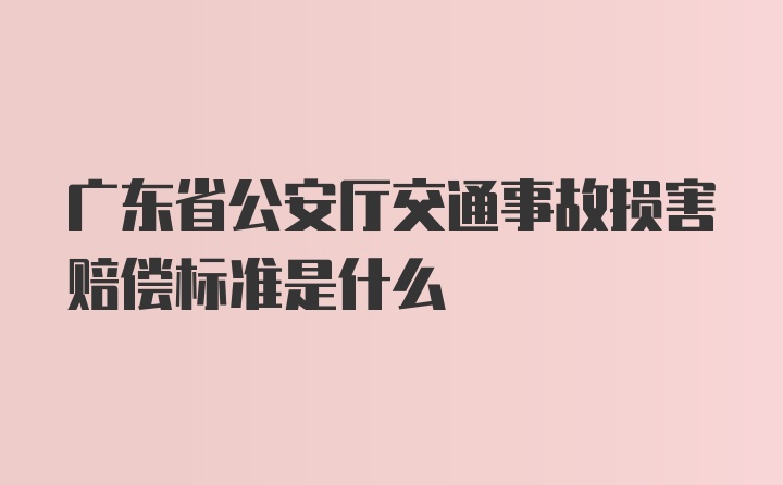 广东省公安厅交通事故损害赔偿标准是什么