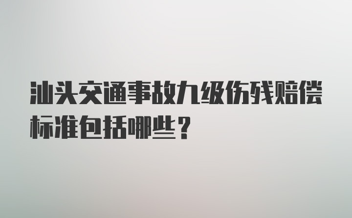 汕头交通事故九级伤残赔偿标准包括哪些？