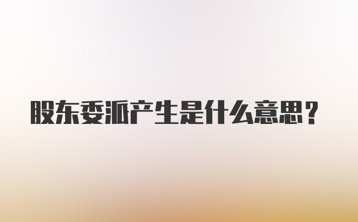 股东委派产生是什么意思？