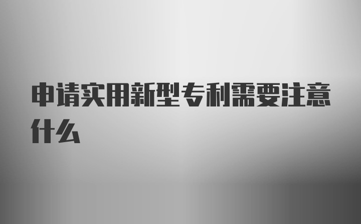 申请实用新型专利需要注意什么