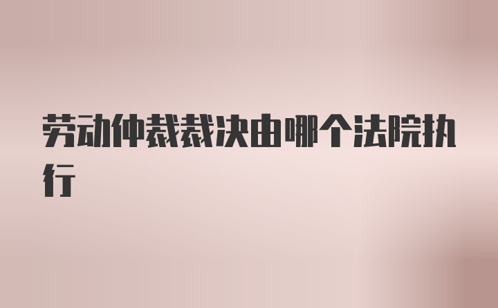 劳动仲裁裁决由哪个法院执行