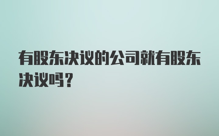 有股东决议的公司就有股东决议吗？