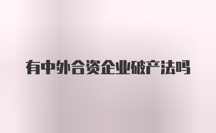 有中外合资企业破产法吗