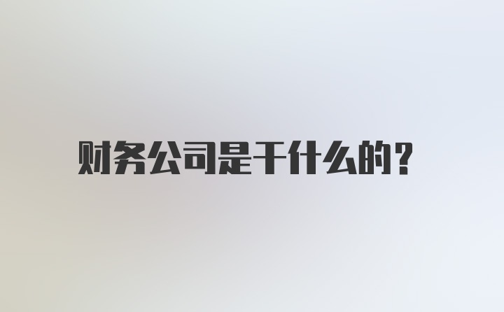 财务公司是干什么的？