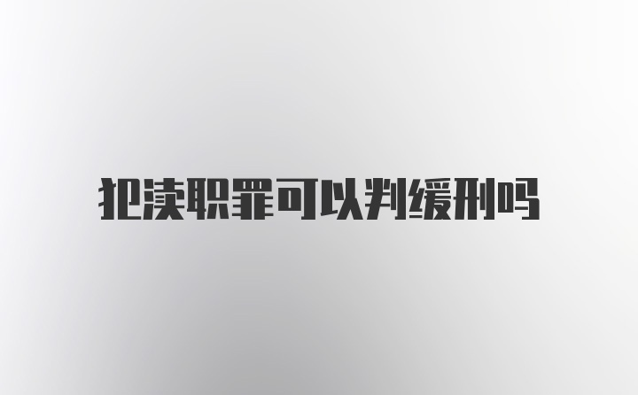 犯渎职罪可以判缓刑吗