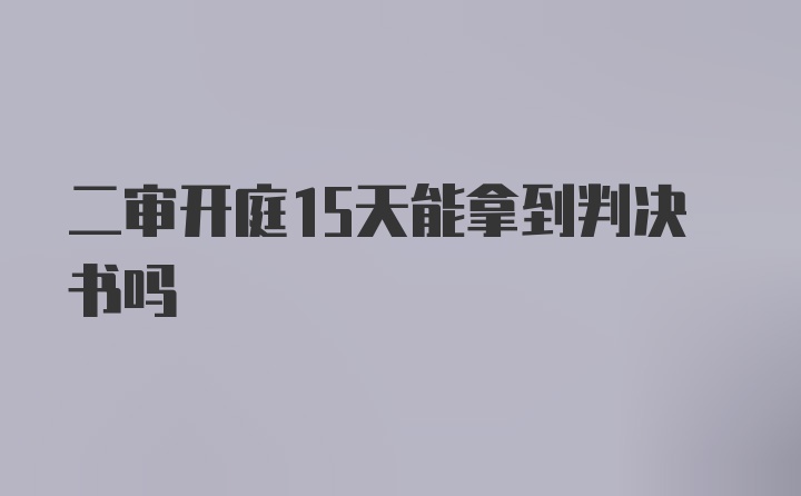 二审开庭15天能拿到判决书吗