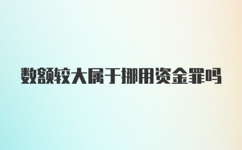 数额较大属于挪用资金罪吗