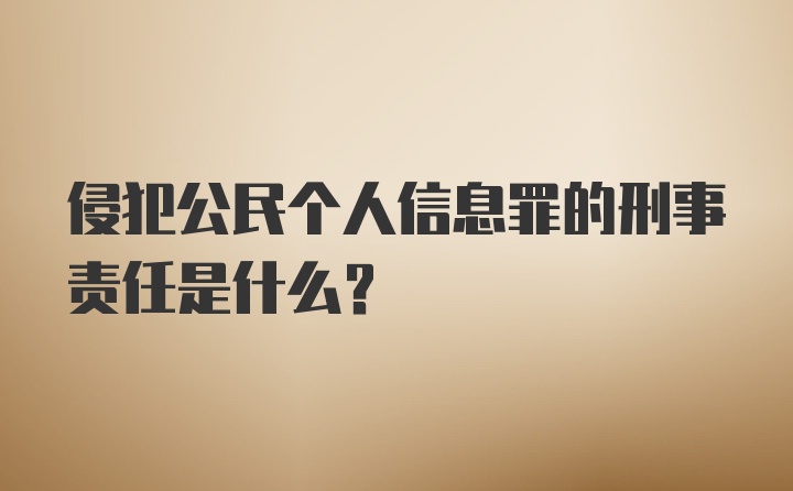 侵犯公民个人信息罪的刑事责任是什么？