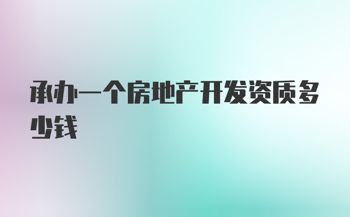 承办一个房地产开发资质多少钱