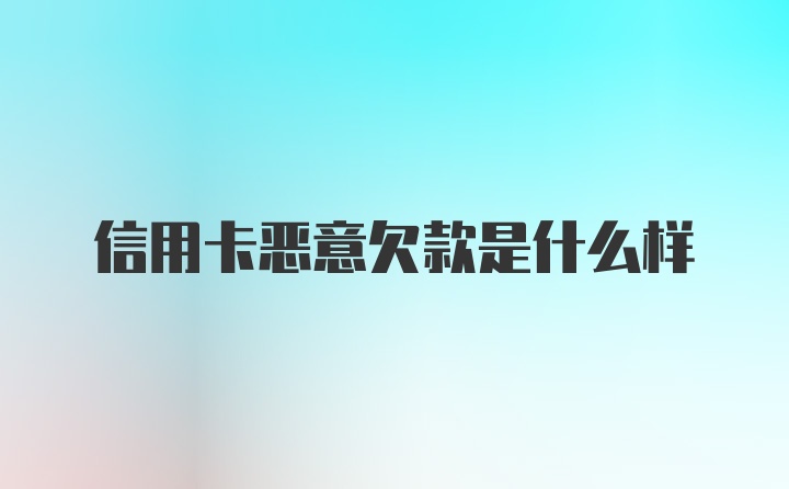 信用卡恶意欠款是什么样