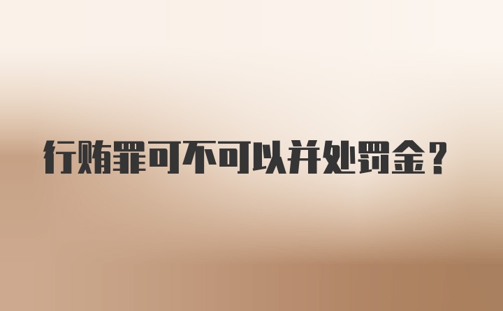 行贿罪可不可以并处罚金？