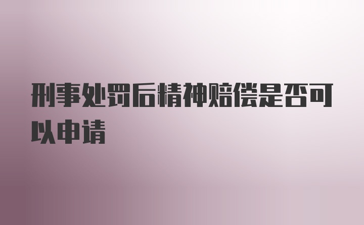 刑事处罚后精神赔偿是否可以申请