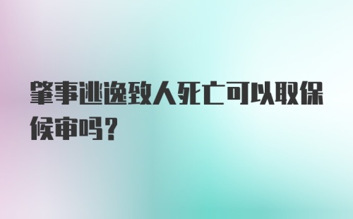 肇事逃逸致人死亡可以取保候审吗？