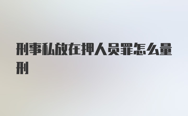 刑事私放在押人员罪怎么量刑