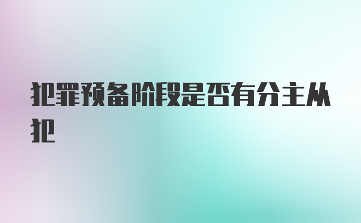 犯罪预备阶段是否有分主从犯