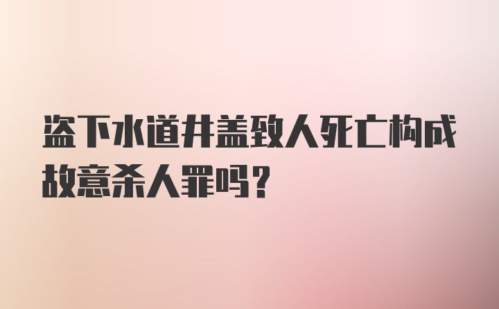 盗下水道井盖致人死亡构成故意杀人罪吗？