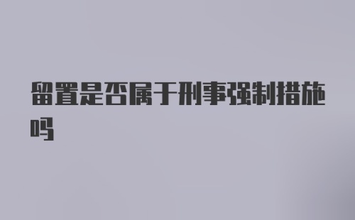 留置是否属于刑事强制措施吗