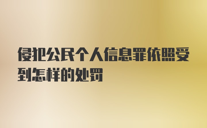 侵犯公民个人信息罪依照受到怎样的处罚