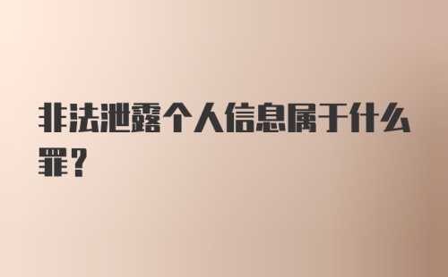 非法泄露个人信息属于什么罪?